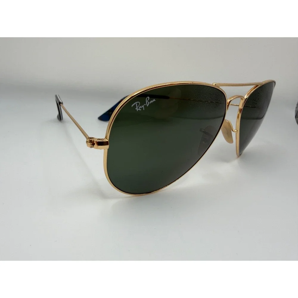 Ray-Ban Aviator Gold Green Classic G-15 Sunglasses RB3025 with Case - Picture 5 of 6